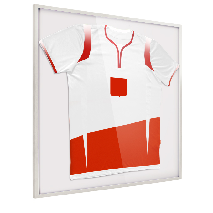 Rama na koszulki Distance - biały mat (RAL 9016) - 70 x 100 cm - akryl (polistyren) - Foamboard biały