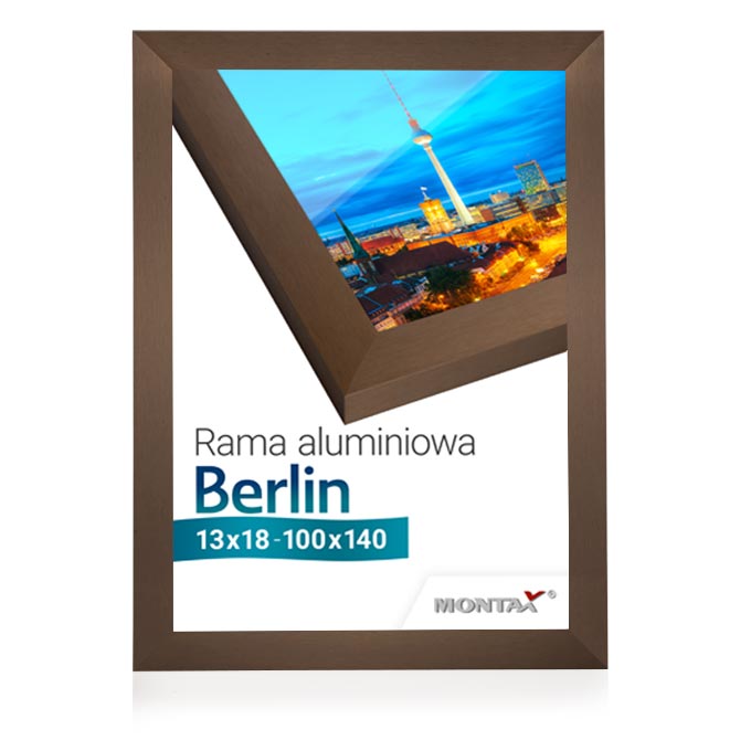 Rama aluminiowa Berlin - brąz szczotkowany - 40 x 50 cm - szkło float
