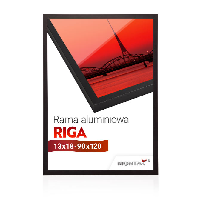 Rama aluminiowa Riga - czarny mat (RAL 9017) - 21 x 29,7 cm (A4) - 2 mm poliwęglan