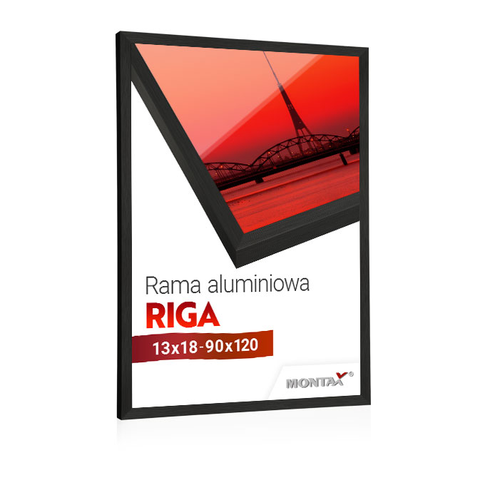 Rama aluminiowa Riga - czarny mat szczotkowany - 42 x 59,4 cm (A2) - szkło float