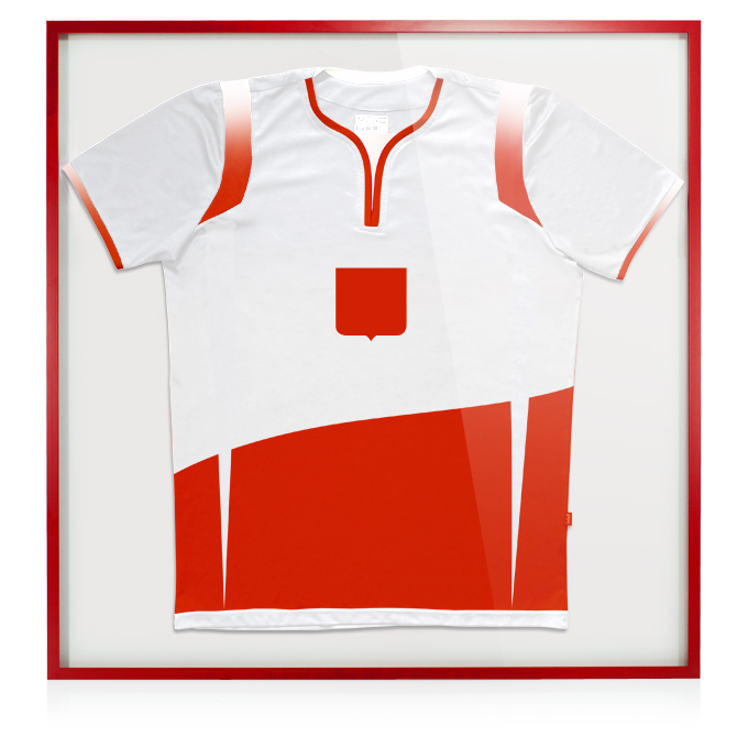 Rama na koszulki Distance - czerwony mat (RAL 3000) - 84 x 84 cm - akryl (polistyren) - Foamboard biały