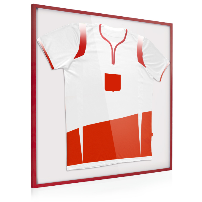 Rama na koszulki Distance - czerwony mat (RAL 3000) - 84 x 84 cm - akryl (polistyren) - Foamboard biały