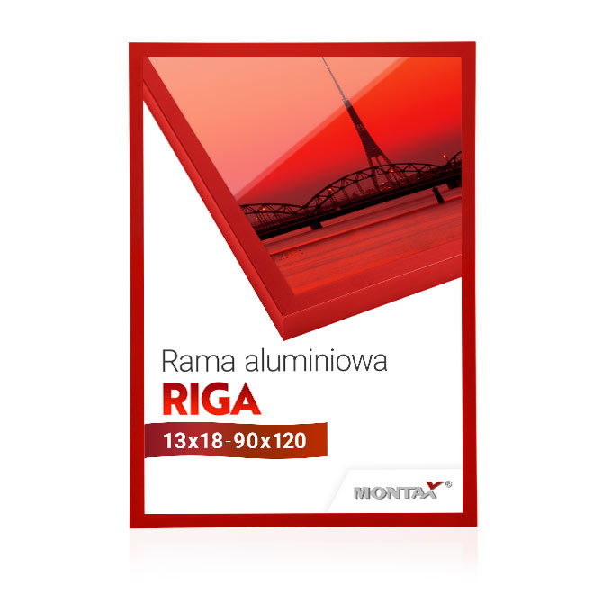 Rama aluminiowa Riga - czerwony mat (RAL 3000) - 50 x 60 cm - szkło float