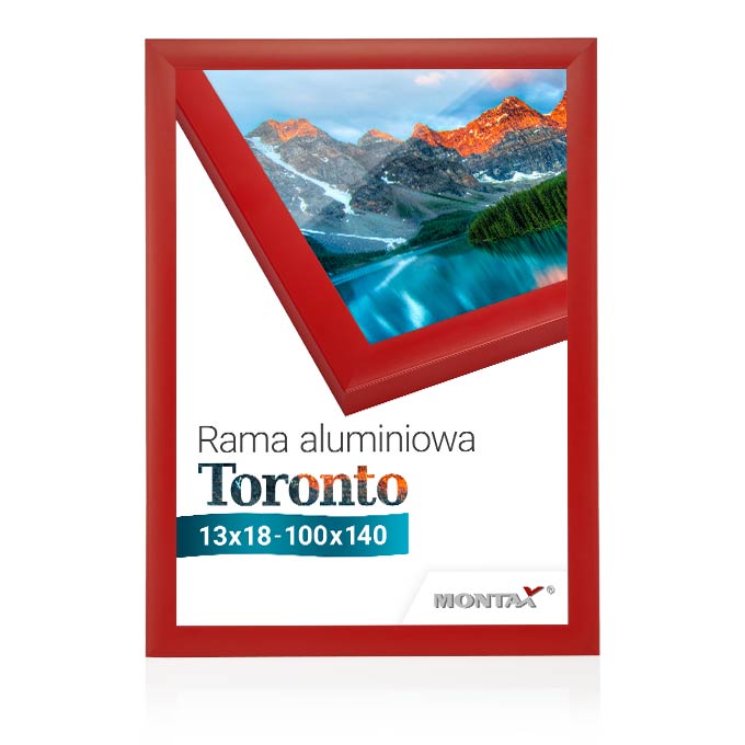 Rama aluminiowa Toronto - czerwony mat (RAL 3000) - 18 x 24 cm - szkło antyrefleks
