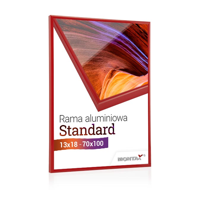 Rama aluminiowa Standard - czerwony połysk (RAL 3000) - 15 x 21 cm (A5) - pleksi® UV 100 mat