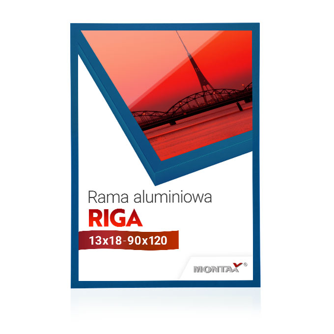 Rama aluminiowa Riga - niebieski mat (RAL 5010) - 21 x 29,7 cm (A4) - pleksi® UV 100 mat