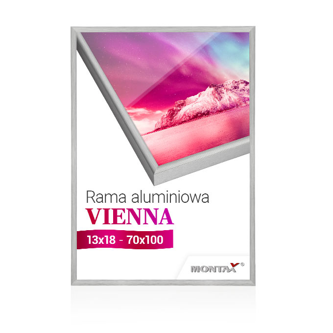 Rama aluminiowa Vienna - srebrny mat szczotkowany - 20 x 30 cm - pleksi® UV 100 mat