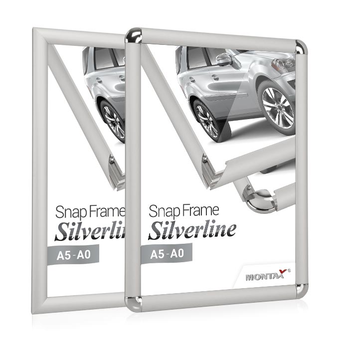 Rama zatrzaskowa Silverline - srebrny mat - 21 x 29,7 cm (A4) - narożniki proste