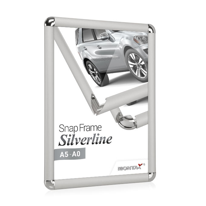 Rama zatrzaskowa Silverline - srebrny mat - 21 x 29,7 cm (A4) - narożniki proste