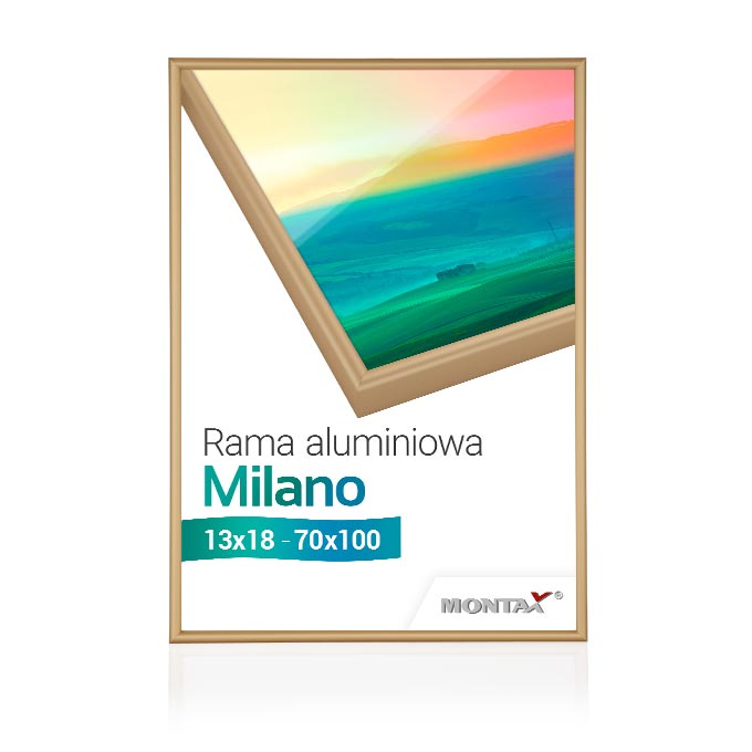 Rama aluminiowa Milano - złoty mat - 42 x 59,4 cm (A2) - pleksi® UV 100 mat
