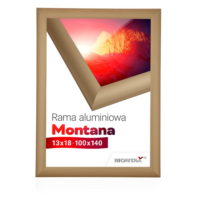 Rama aluminiowa Montana - złoty mat - 20 x 30 cm - poliwęglan