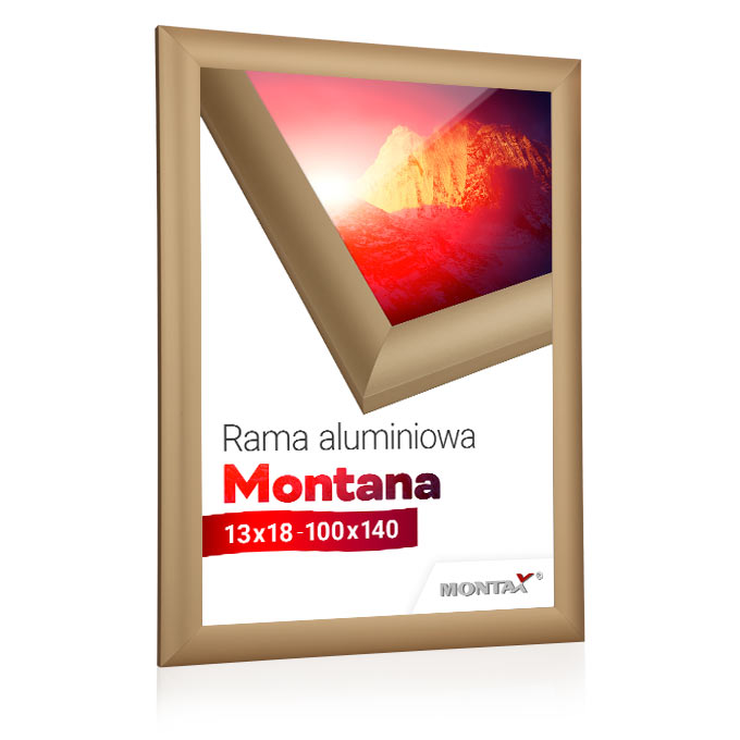 Rama aluminiowa Montana - złoty mat - 20 x 30 cm - poliwęglan