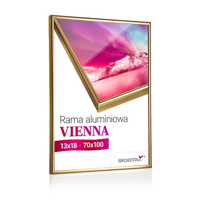 Rama aluminiowa Vienna - złoty połysk - 40 x 50 cm - pleksi® UV 100 mat