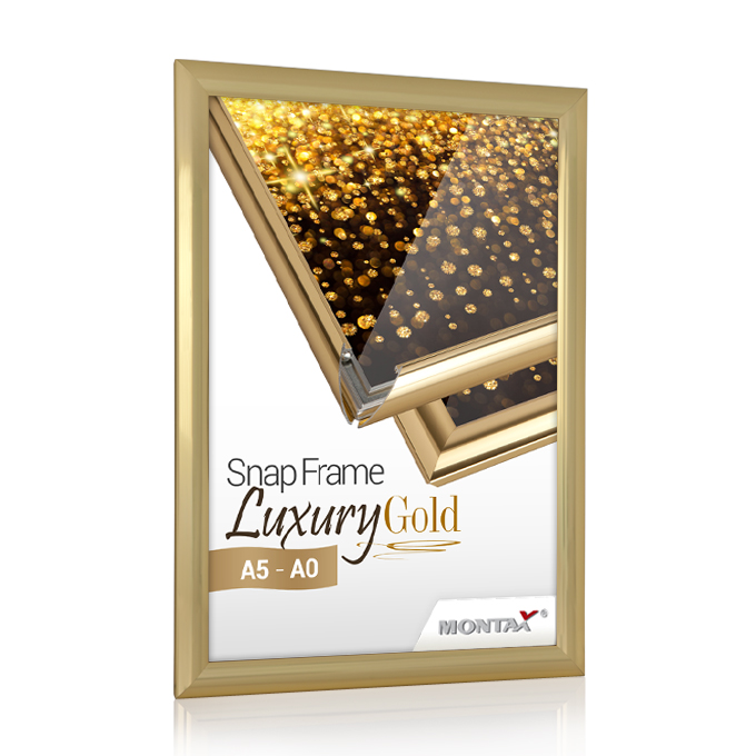 Rama zatrzaskowa Luxury - złoty połysk - 29,7 x 42 cm (A3) - narożniki proste