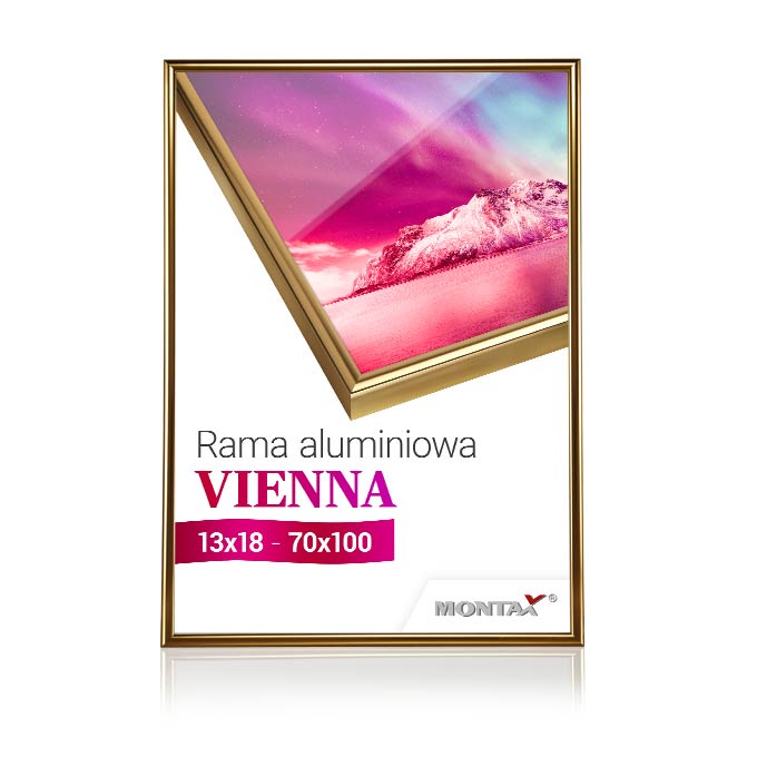 Rama aluminiowa Vienna - złoty połysk - 40 x 50 cm - pleksi® UV 100 mat